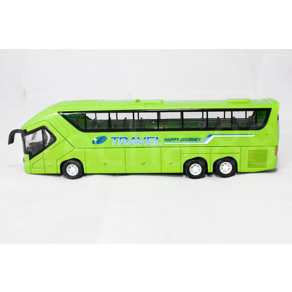 Autobus da viaggio urbano pressofuso in scala 1/50 di colore verde con luce sonora tirata indietro