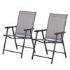 Set of Two Folding Garden Chairs - Grey