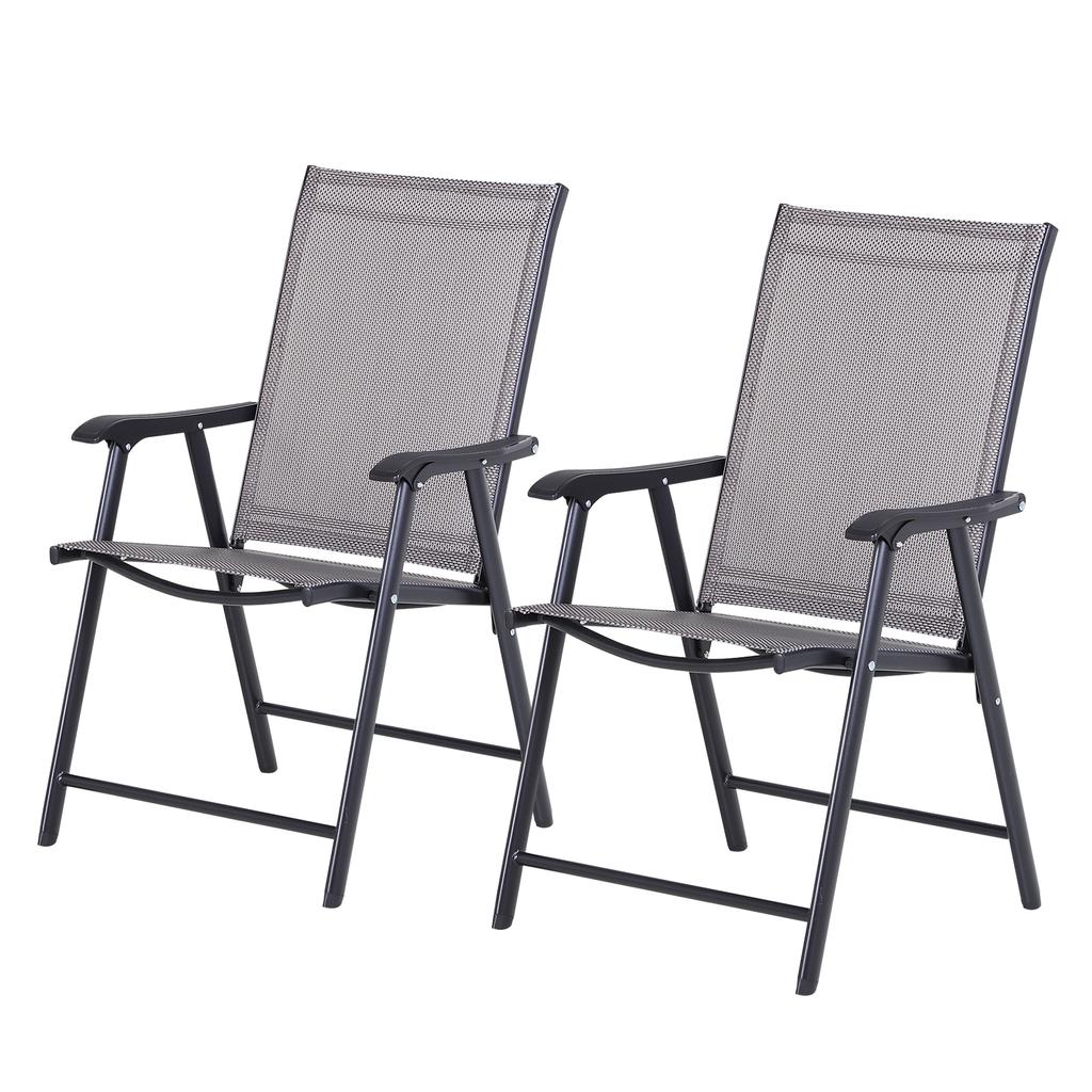 Set of Two Folding Garden Chairs - Grey