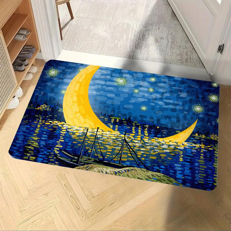 Vintage Art Doormat Van Gogh Oil Painting Design Door Mat WELCOME Rug Living Room Bedroom Kitchen Entry Foot Mat Indoor Nonslip