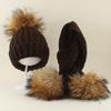 Kids Winter Warm Knitted Set Pom‑pom Hat Scarf Gloves 3‑Pcs Set Or Single Beanie Hat Windproof Ear Protection For Boys Girls Cold Weather Outdoor