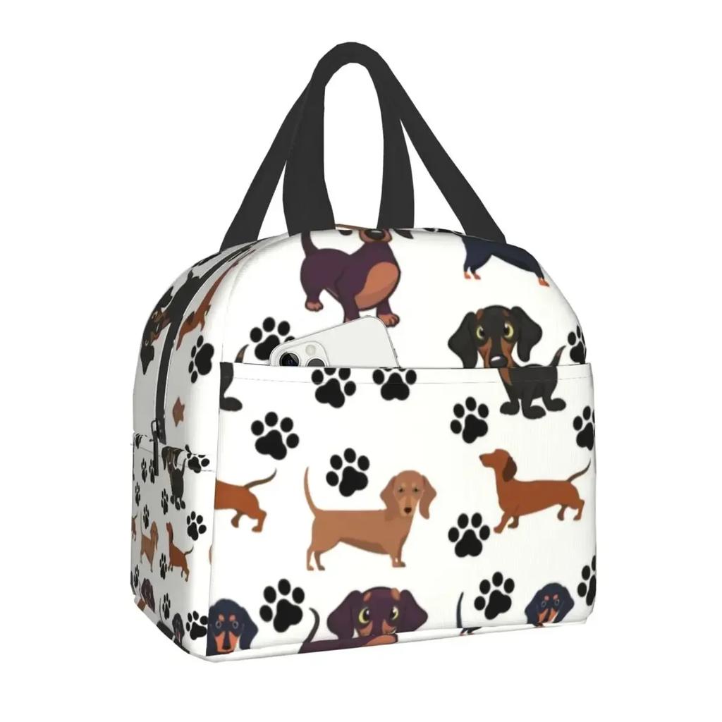 Pet Paw Pattern Animal Imprint Insulated Lunch Bag for School Office Dog Footprint Gift Picnic Thermal Cooler Lunch Box Women