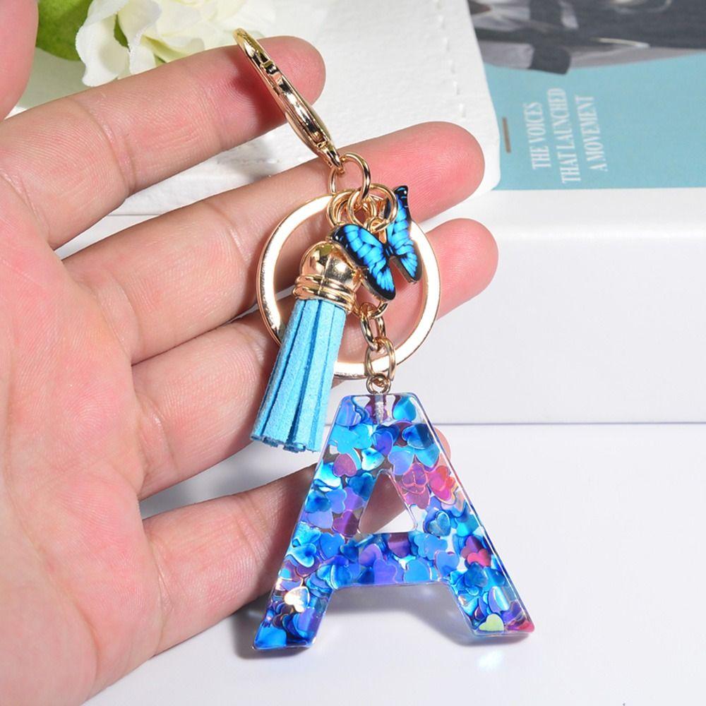 26 Letter 26 Letter Keychain Initials Alphabet Butterfly Tassel Keychain Fun Decorative