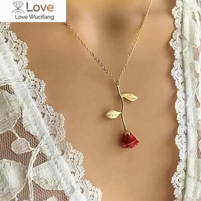 Nuova moda vintage rosa collana pendente lunga catena ciondolo semplice collana autunno inverno donna gioielli San Valentino