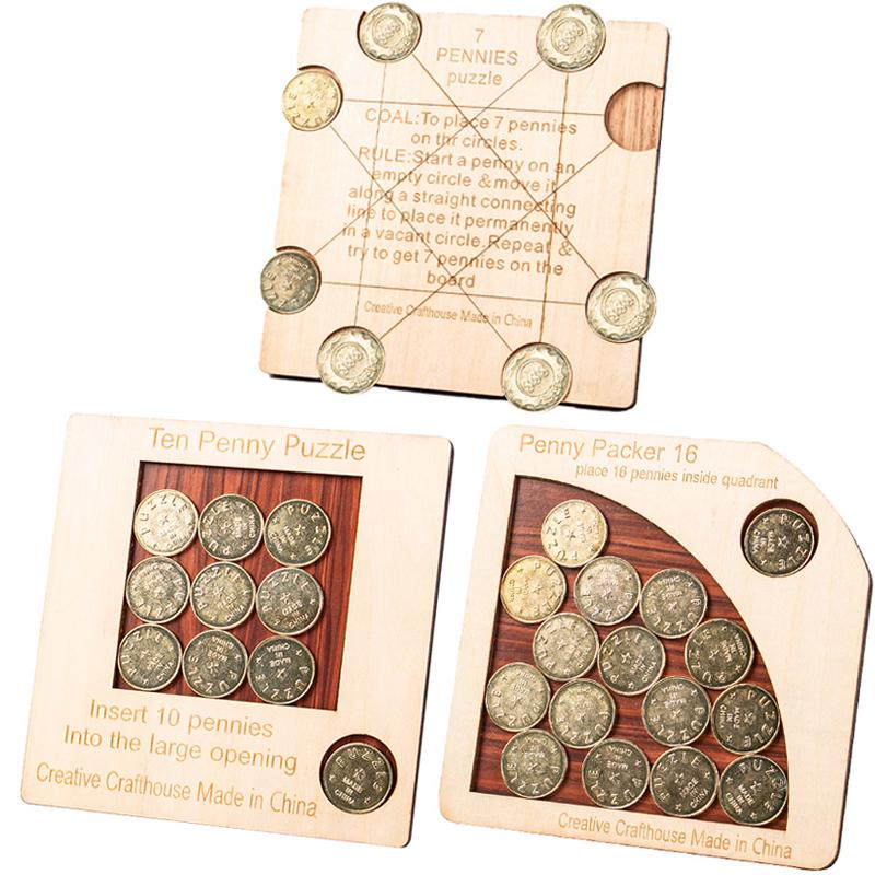 Penny Coin Puzzle Challenging Brain Teaser Puzzles Adults Kids Logic And Strategy Games IQ Test Toys Unique Educational Gifts
