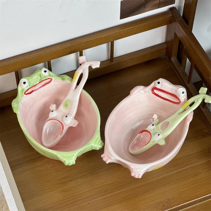 Ciotola Rana Personalità Astratta Divertente Grande Capacità Ciotola da Dessert Bizzarra Ceramica Ciotola per Riso Regalo Regalo Amico Ciotola per Riso