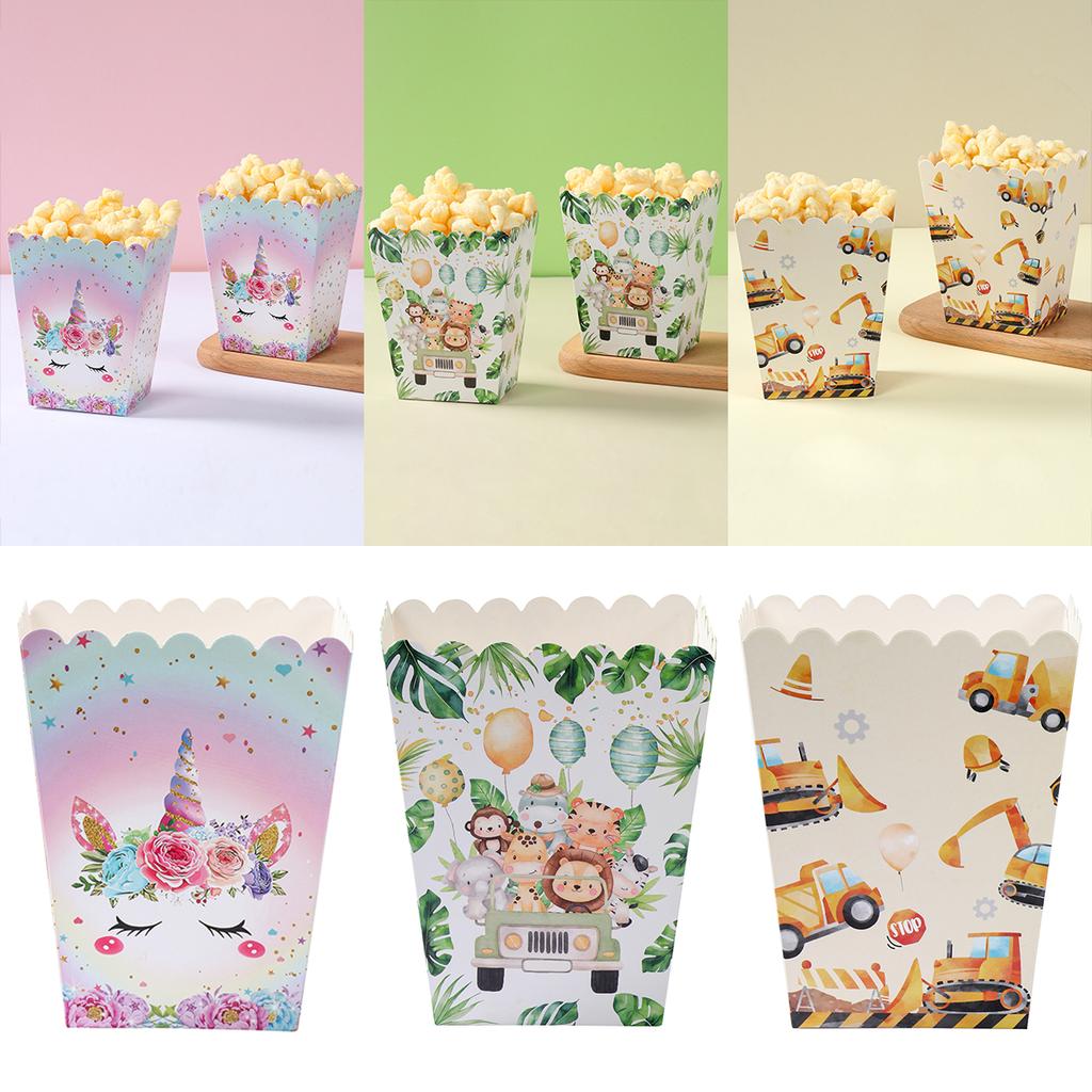 Jungle Safari Popcorn Candy Box Mermaid Butterfly Donut Hawaii Birthday Party Decor Kids Strawberry Wedding Party Supplies Gifts
