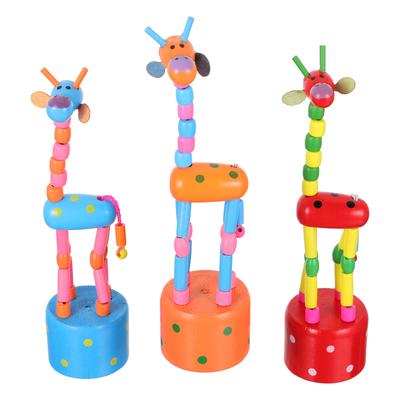 3Pcs Wooden Puppet Toys Lovely Giraffe Shape Colorful Dancing Figurines Educational Kids Toys Home Decor Miniatures Wooden