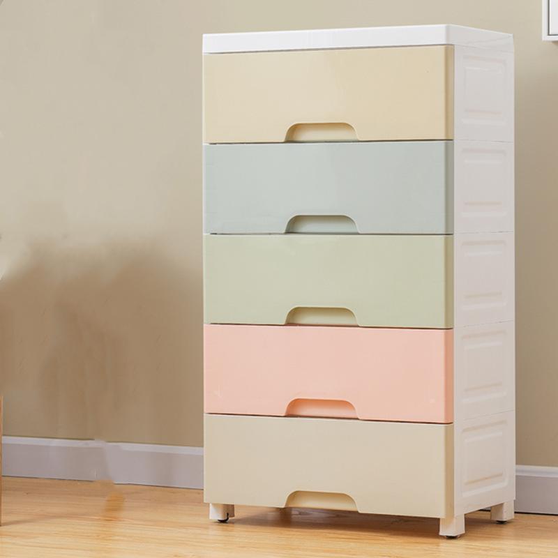 Storage Cabinet Drawer Type 45 Wide Plastic Locker Children's Wardrobe with Wheels Multilayer Kitchen Organizer Bathroom Drawer
