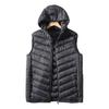 Men Winter Waistcoat Hooded Sleeveless Zipper Closure Vest Coat with Pockets Solid Color Casual Cotton Waistcoat