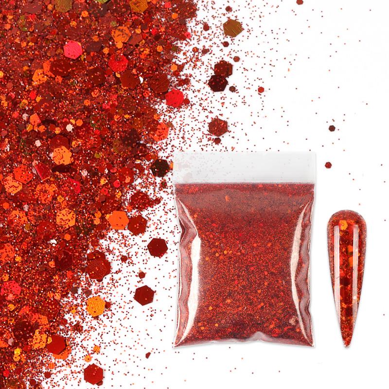 

10 г массивные голографические блестящие ногти, шестигранные объемные блестки, пудра, украшение для гель-лака для ногтей, золотые, серебристые, красные, розовые аксессуары