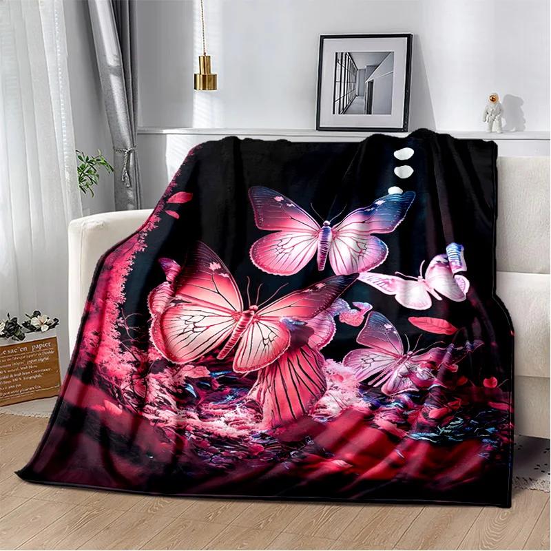 HD Fantasy Butterfly Flower Cartoon Blanket,Soft Throw Blanket for Home Bedroom Bed Sofa Picnic Travel Office Cover Blanket Kids