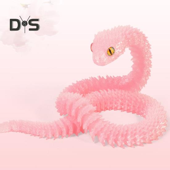 30cm/40cm/60cm 3D Printed Snake Ornament Movable Joints Bedside Table Snake Figurine Prank Toy Desk Decor