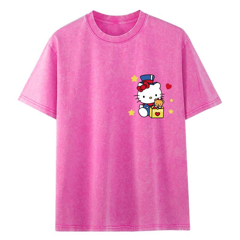 Women's Summer Retro Monster Print Cotton T-Shirt - Short Sleeve, Loose Fit, Trendy Distressed Streetwear