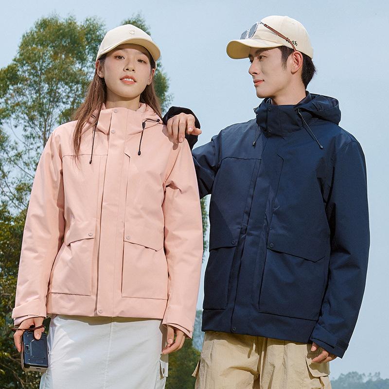 White Duck Down Mountain Down Jacket Three-in-one Jacket Graphene Heat-gathering Zipper Couple Jacket