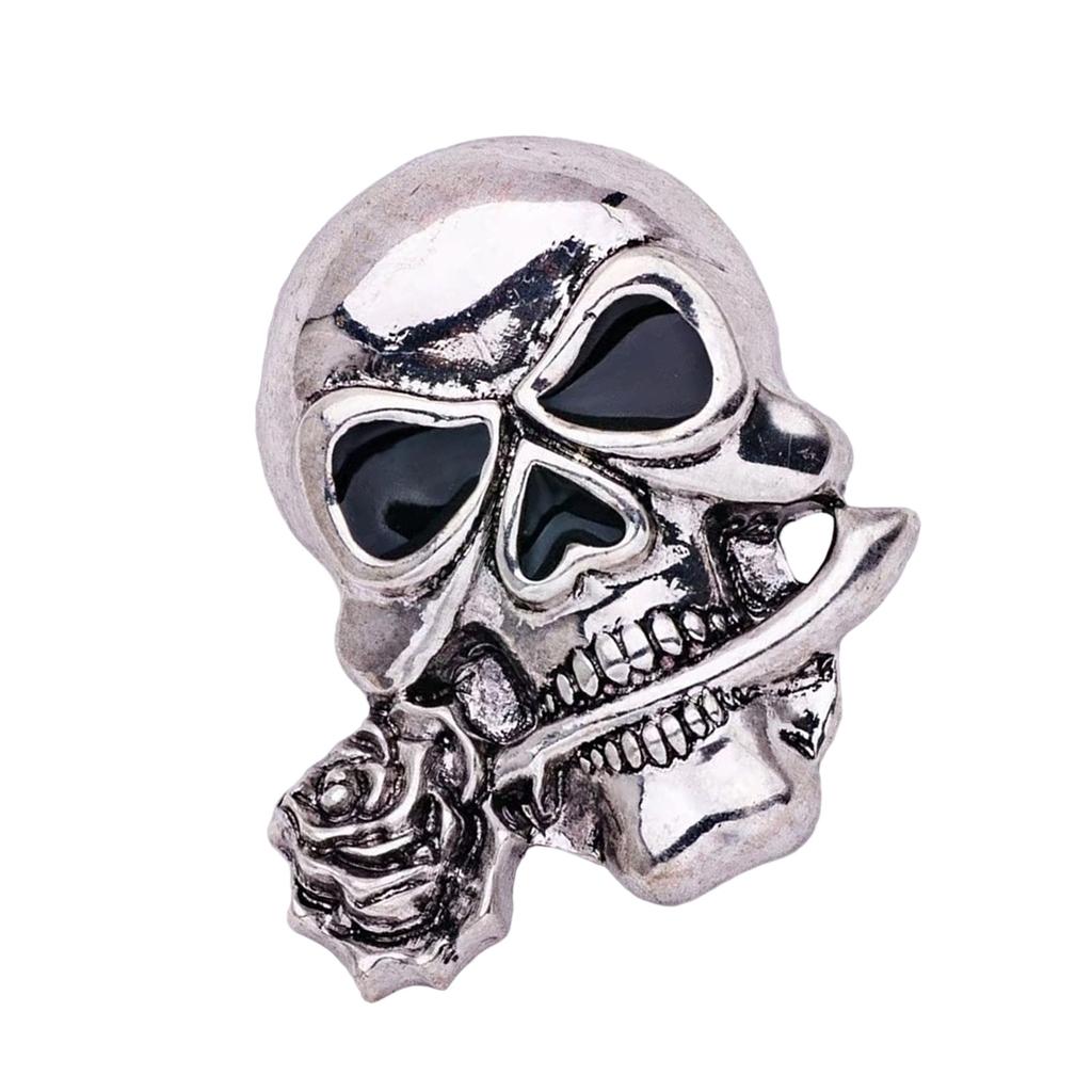 Unique Gothic Rose Skull Brooch for Men Rebellious Alloy Lapel Pin for Suits Jackets and Casual Outfits
