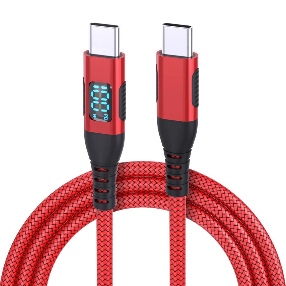 100W USB-C to USB-C Braided Nylon Fast Charging Data Cable for Mobile Phone LED Display Compatible iPhone 17 for