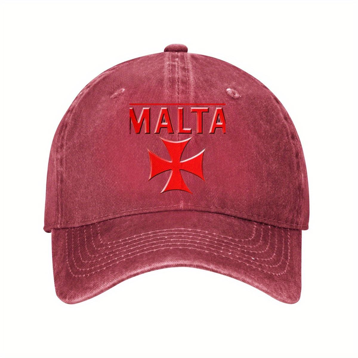Malta Knights Templar Cross Washed Denim Baseball Cap Adjustable Cotton Dad Hat Casual Outdoor Cap Can Be Adjusted