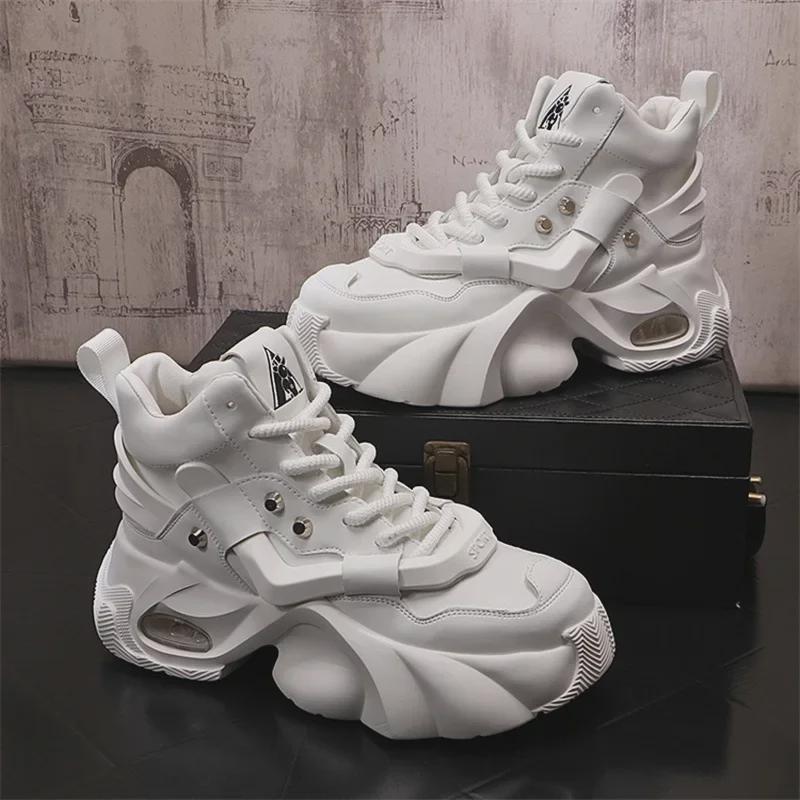 2024 Men's Mid-High Top Breathable Sports Shoes: Trendy, Versatile, Thick-Soled Summer Footwear