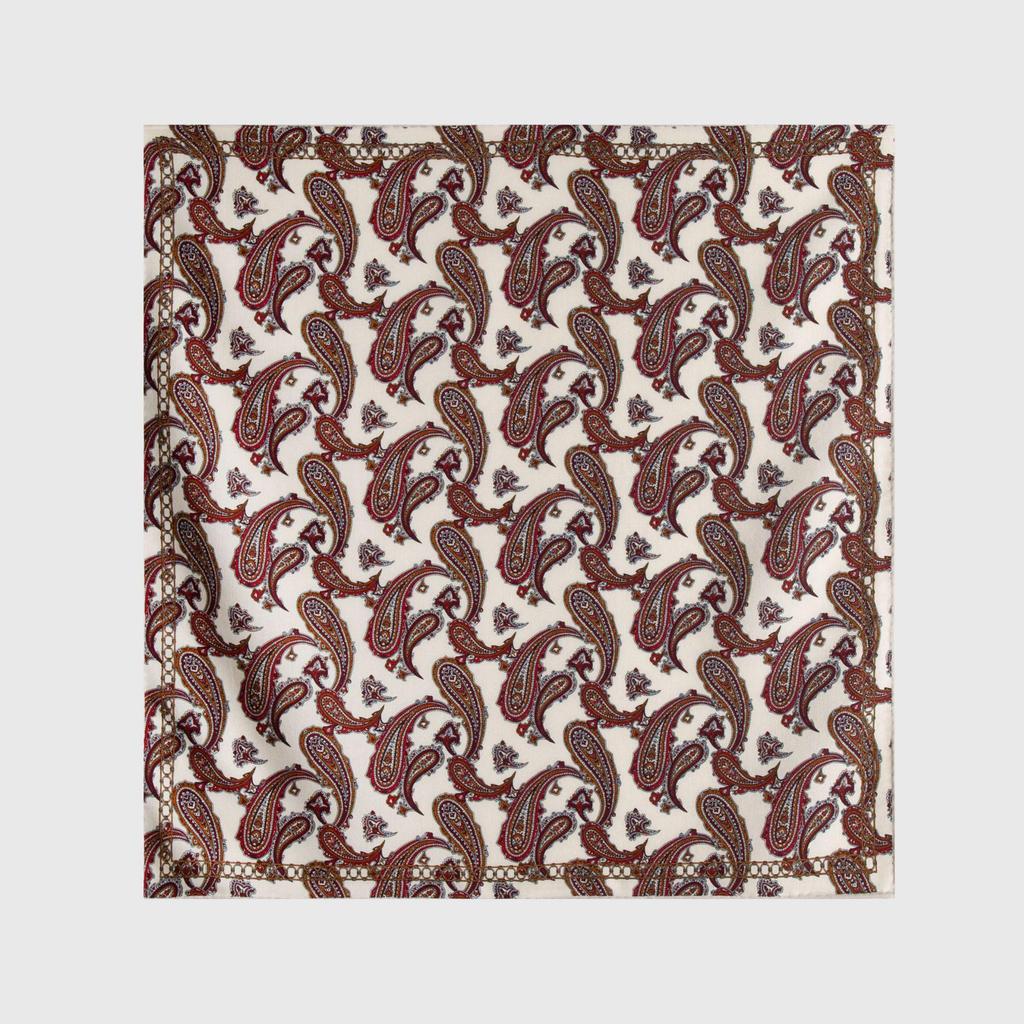 Paisley Cashew Silk Wool Scarf for Women - Handmade, Rolled Edges, High-End Autumn/Winter Square Neck Tie, 70