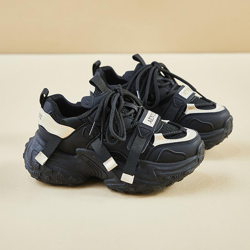 Spring student Xiaobai dad shoes women's mesh breathable niche casual single shoes thick-soled heightening sports shoes