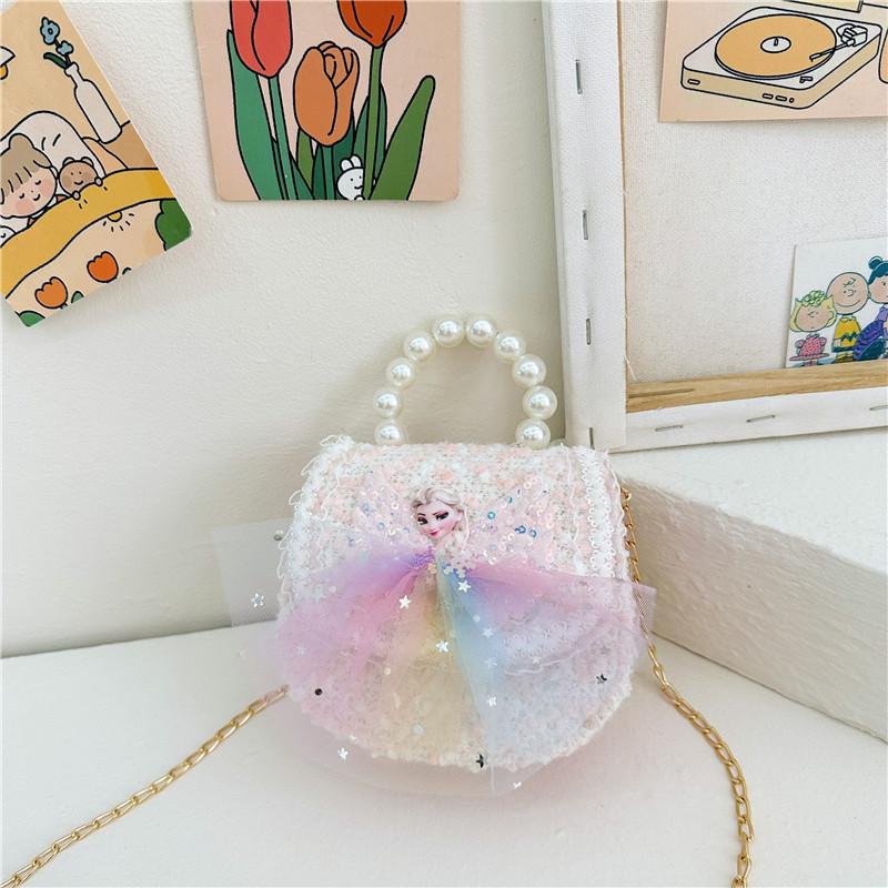 Cute Princess Cartoon Purse Lovely Girls Handbag With Sequins And Chain Strap