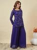Damen Designer Partykleidung Georgette Kurta Palazzo Dupatta Set Indisches Bollywood Wear Kleid
