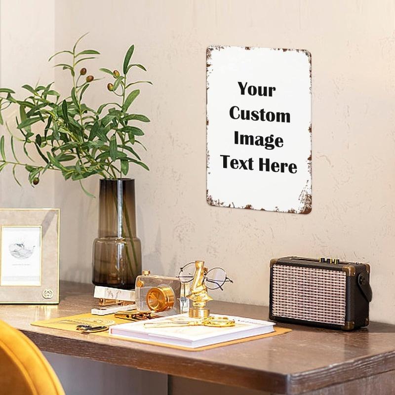 

[8x12 Metal Sign] 8x12 Inch Durable Metal Sign | Customizable Vintage Metal Sign - Personalized Image/Text/Logo, Rustic Distress 20X30CM