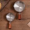 Stainless Steel Pouring Cups With Wooden Handle Stackable Dip Saucers For Heating Butter And Preparing Coffee