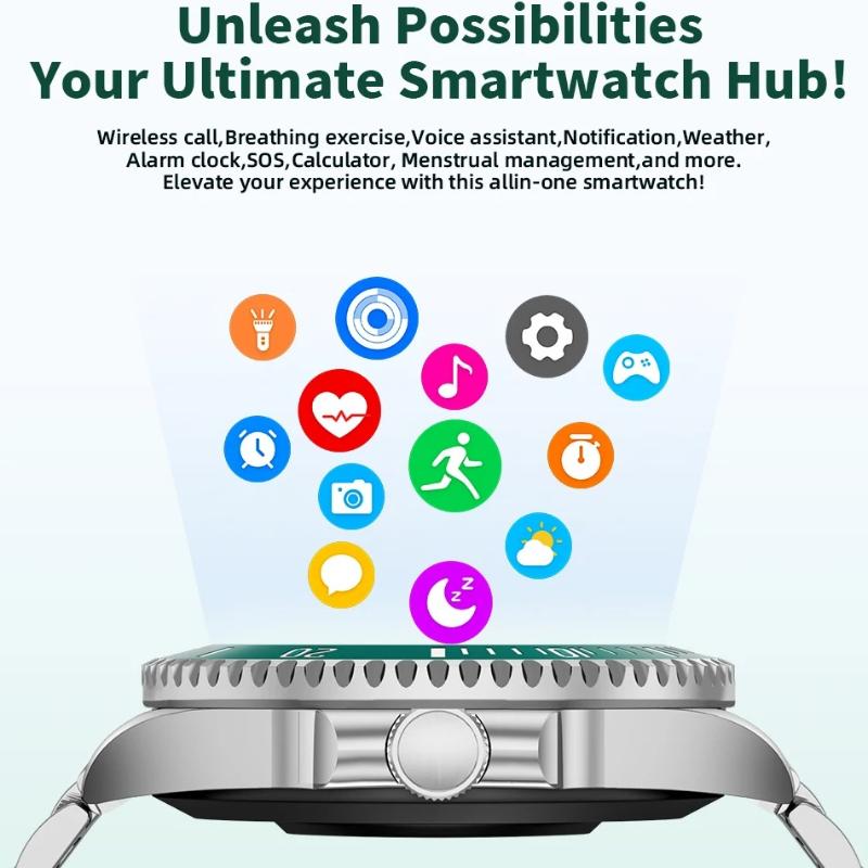 1,27" HD-Bildschirm Stahl Smartwatch Herren 2026 Neu IP68 Wasserdicht Bluetooth-Anruf Sport Sprachassistent Gesundheitsmonitor Herren Business Smartwatch