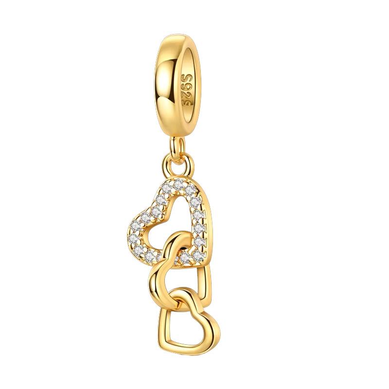 Original 925 Silver Gold DIY Charms Beads with Zirconium Sun Leopard Pendants for Bracelet Jewelry Making