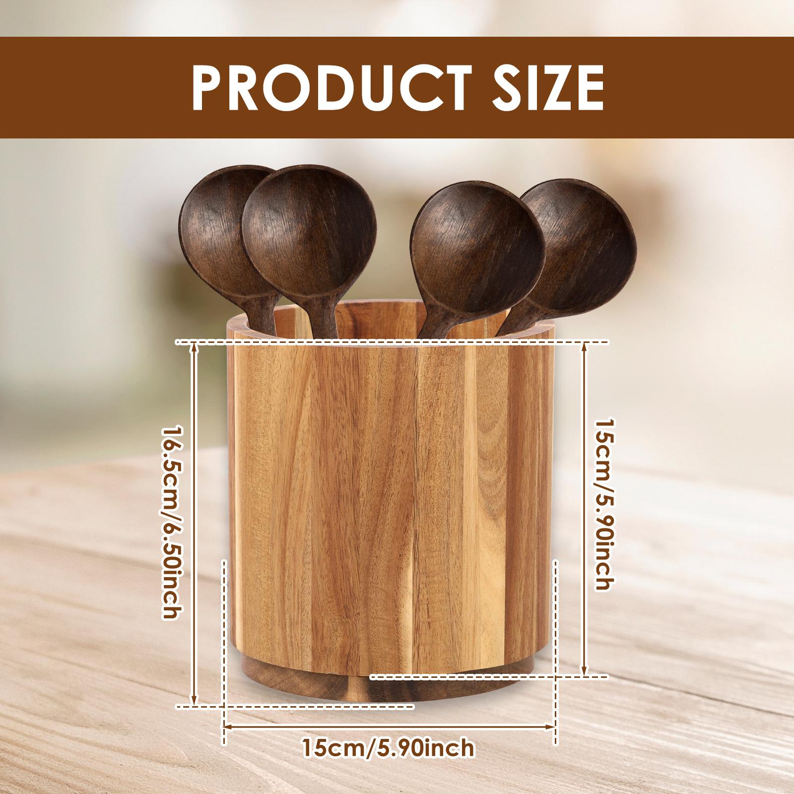 Подставка для кухонной утвари из дерева акации вращающаяся на 360 кухонная полка для хранения столовых приборов палочек для еды столового серебра органайзер для кухонной утвари на столешницу 5600₽