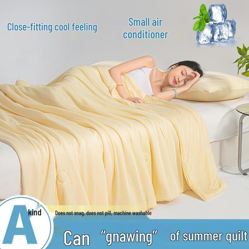 2025 A-Class Mica Cool Silk Summer Air Conditioning Quilt - Luxury Solid Color, Double Spliced, Washable