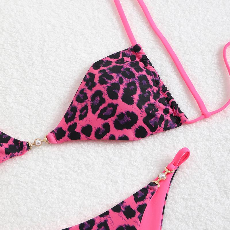 Sexy Leopard Print Micro Bikini Swimsuit Women Sexy Lace Up Triangle Mini Thong Bikini Set New Beach Wear Lady Bathing Suit