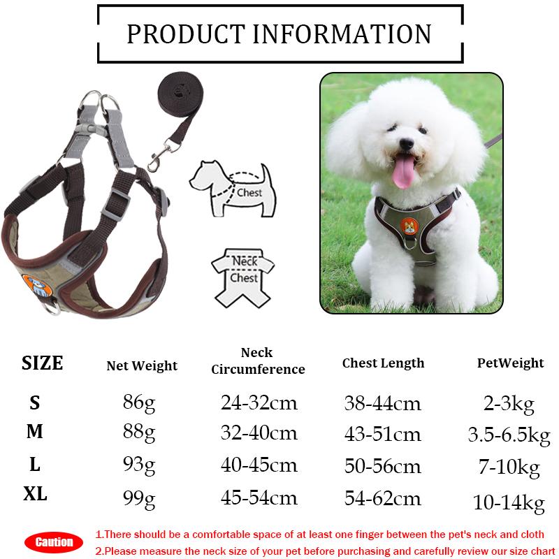 Small Dog Adjustable Pet Leash Vest Chest Strap With Traction Rope Pet Outdoor Supplies Breathable Harness Leash Puppy Vest S