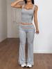 2025 Spring/Autumn Y2K Solid Color Lace-up Two-Piece Set: Micro-flare Casual Pants Suit for a Slim Commuting Style