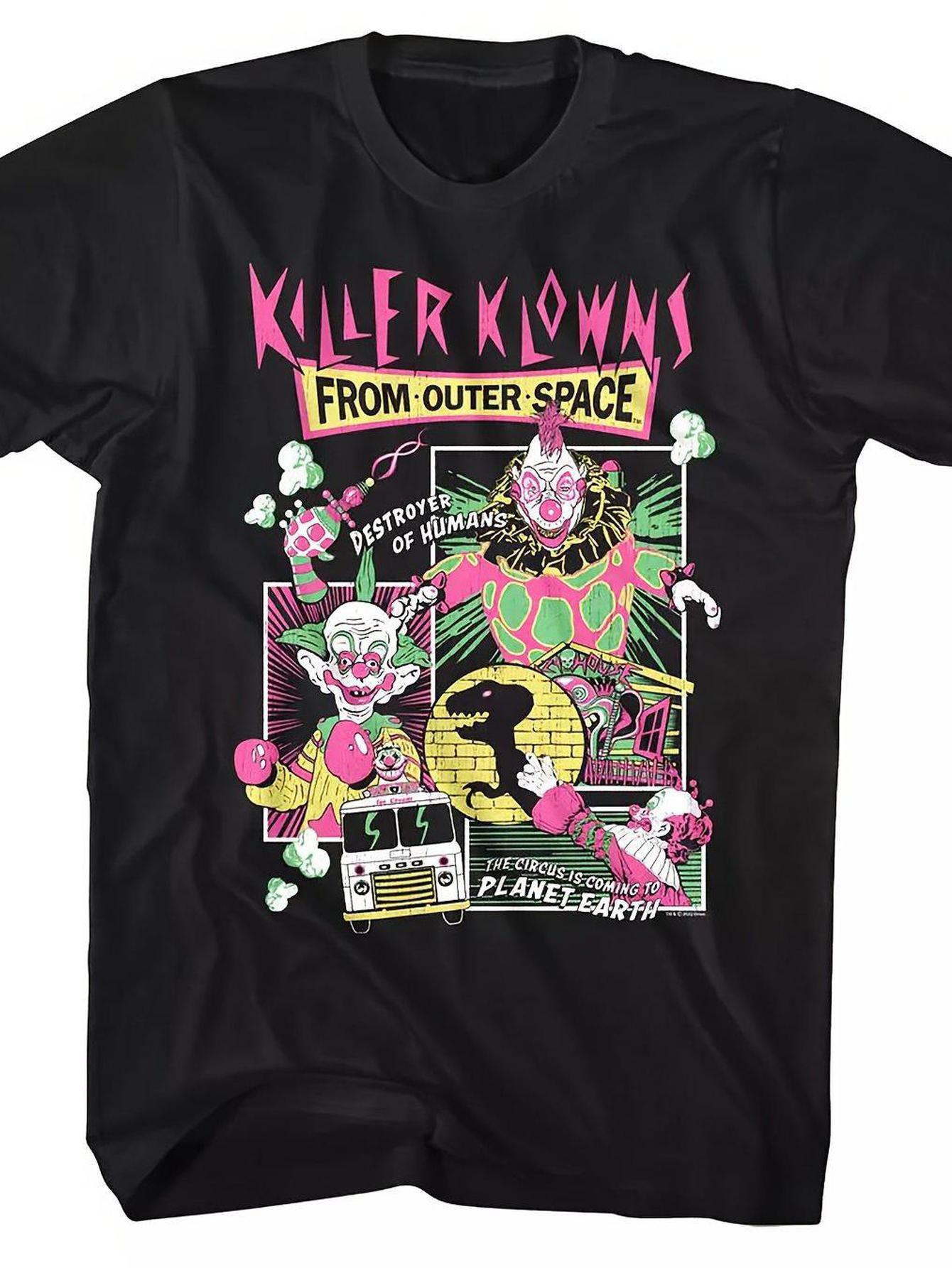

Men s Killer Klowns From Outer Space Movies Graphic T-shirt Black Retro Movie Theme Shirt Cotton Breathable Unisex Oversized 4XL