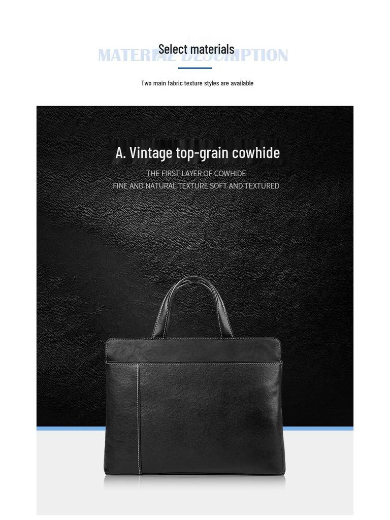 Geantă de mână și geantă de umăr pentru bărbați din piele naturală - Geantă de mână business casual cu capacitate mare