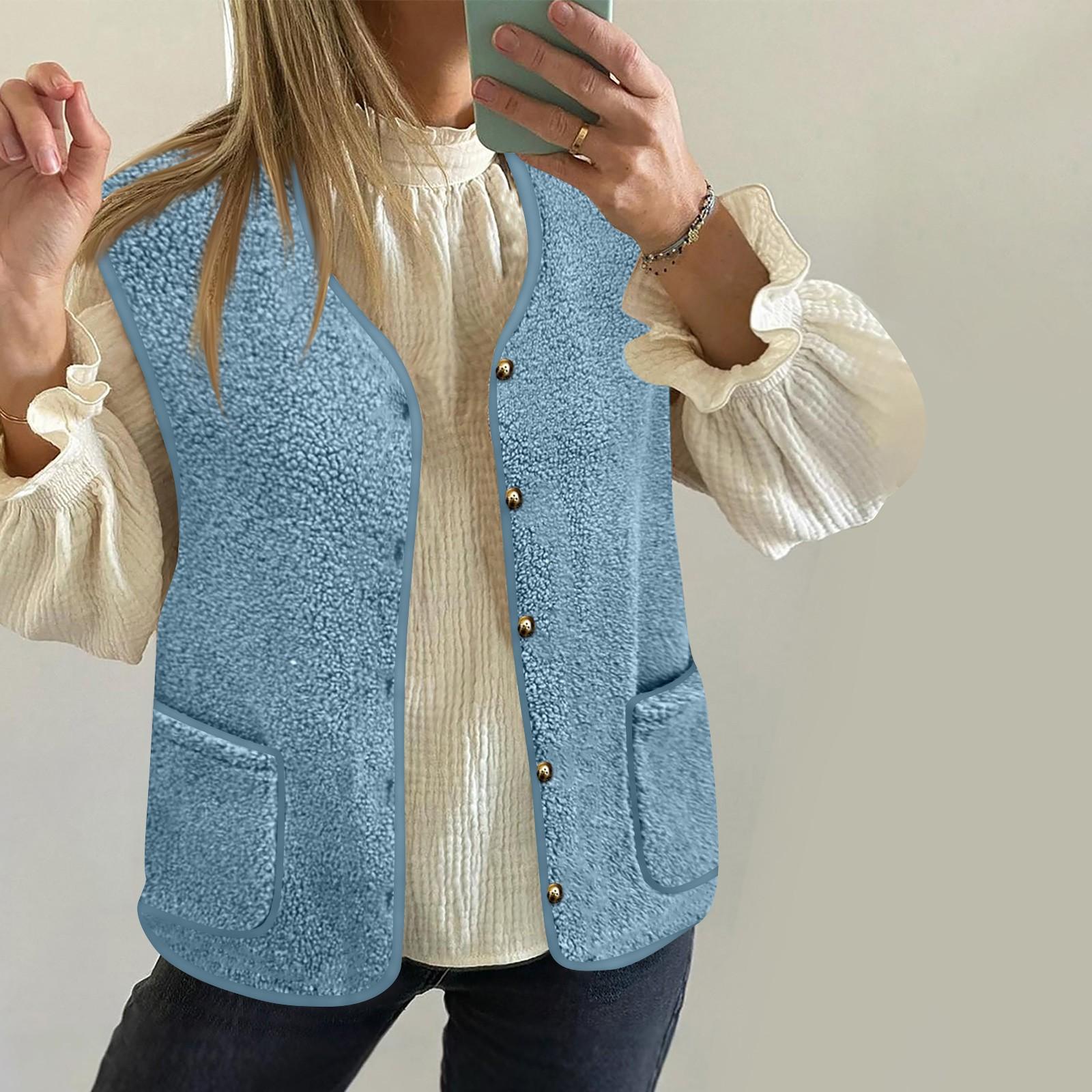 

Женская зимняя теплая плюшевая куртка с открытыми плечами, шерстяной кардиган с длинными рукавами, модный плюшевый жилет XXXXXL небесно-голубой