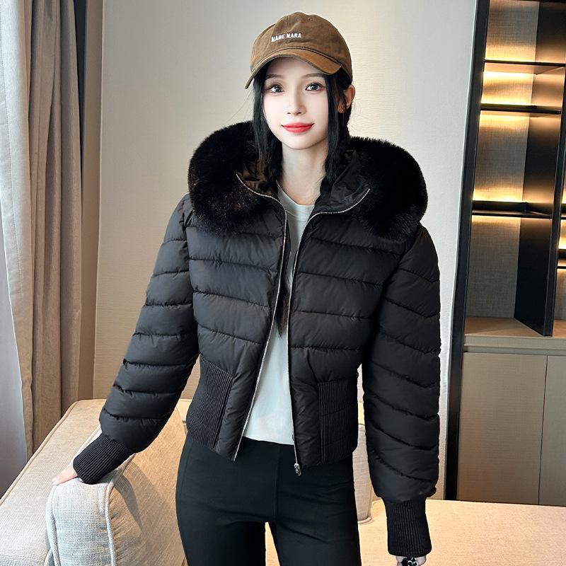 High-waisted Spice Girl Slim-fit Short Jacket Removal Hat Warm Cotton Clothing Hooded Fashion Versatile Casual Clothing Jacket
