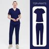 Large Size Men'S And Women'S Straight-Leg Pants Experimental Suit Solid Color V-Neck Short-Sleeved Fashionable And Simple Surgical Suit