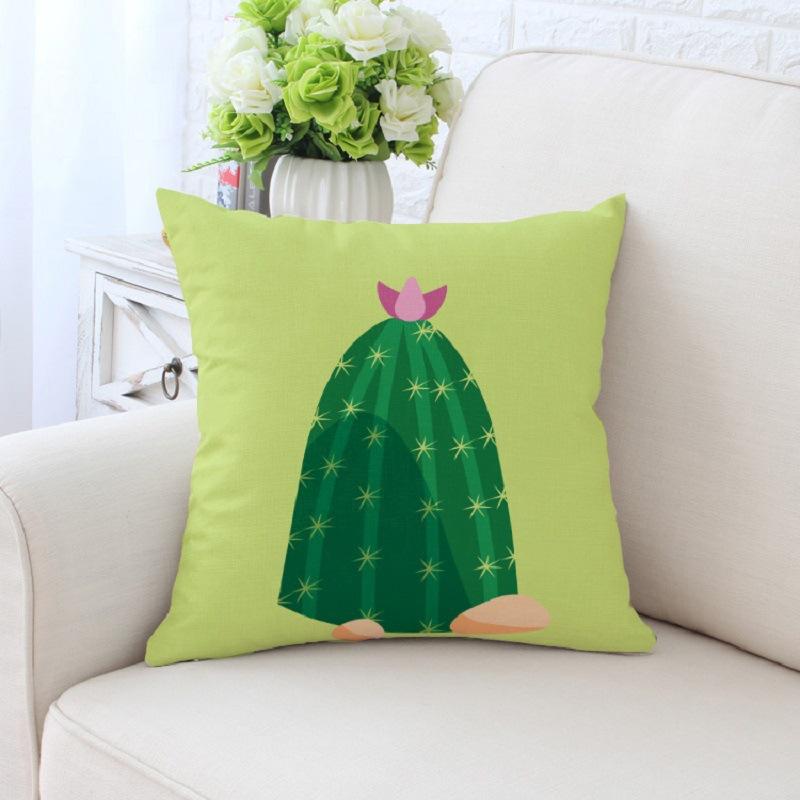 Fresh Tropical Cactus Potted Plant Pattern Home Living Room Sofa Bedroom Decorative Pillow Pillow Case