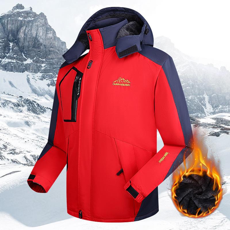Outdoor Jacket Men's Large Size Fleece Mountaineering Jacket Windproof and Warm Thickened Cotton-padded Jacket