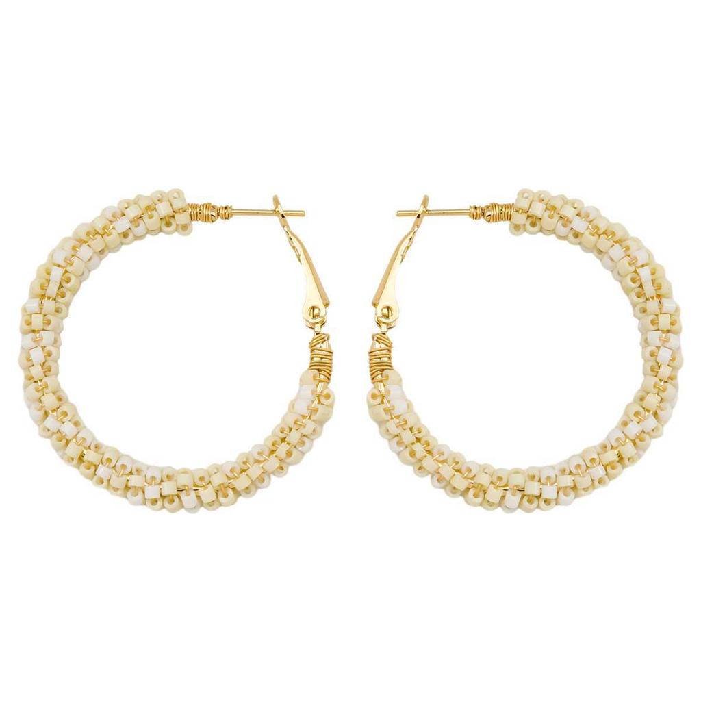 European and American exaggerated fashion handmade rice bead circle earrings colorful simple color matching hand-woven earrings