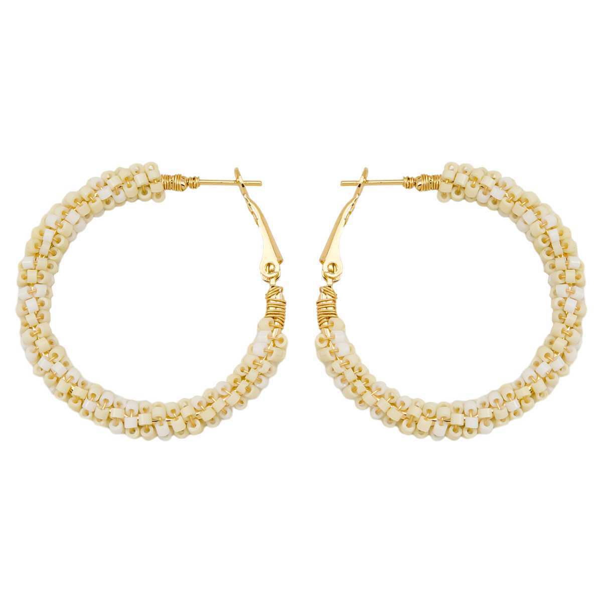 Европейские и американские преувеличенные модные серьги-кольца из рисового бисера, разноцветные, простое сочетание цветов, ручная работа, плетеные серьги белый