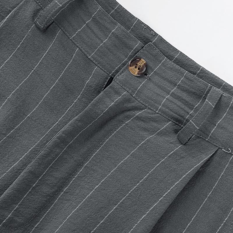 Spring and Autumn Thin Men's Casual Pants Striped Zipper Straight Versatile Simple Suit Pants