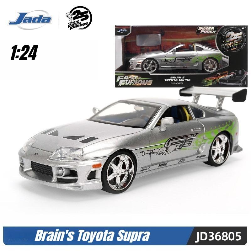 Jada 25th 1:24 Fast & Furious,Dodge Charger Skyline GTR Totota Supra Mitsubishi Eclipse Lancer EVO,Alloy Car Collection Gift Toy