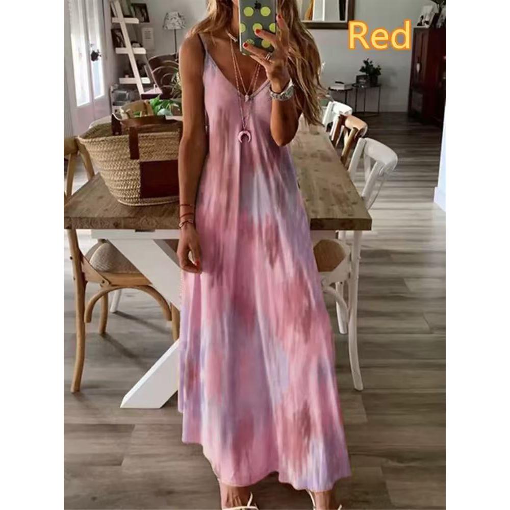 IHUASU Spring Summer Women's Dress Slimming Long Floral Slip Dress