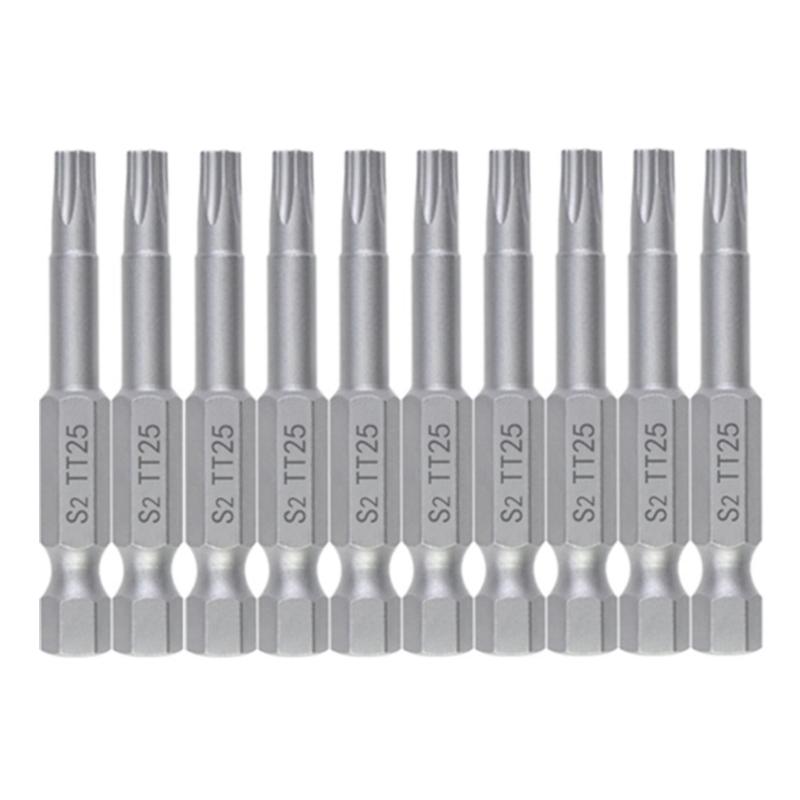 10Pcs 50mm Blossom Head Screwdriver Bit Set 1/4inch Hex Security Screwdriver Drill Magnetic Screwdriver Bit Tool