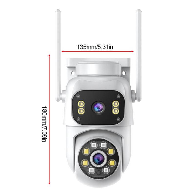 3MP+3MP Wireless Security Camera Dual-Lens Wall Mount Smart WiFi Camera Full Color Night Vision 2-Way Audio Motion Detection